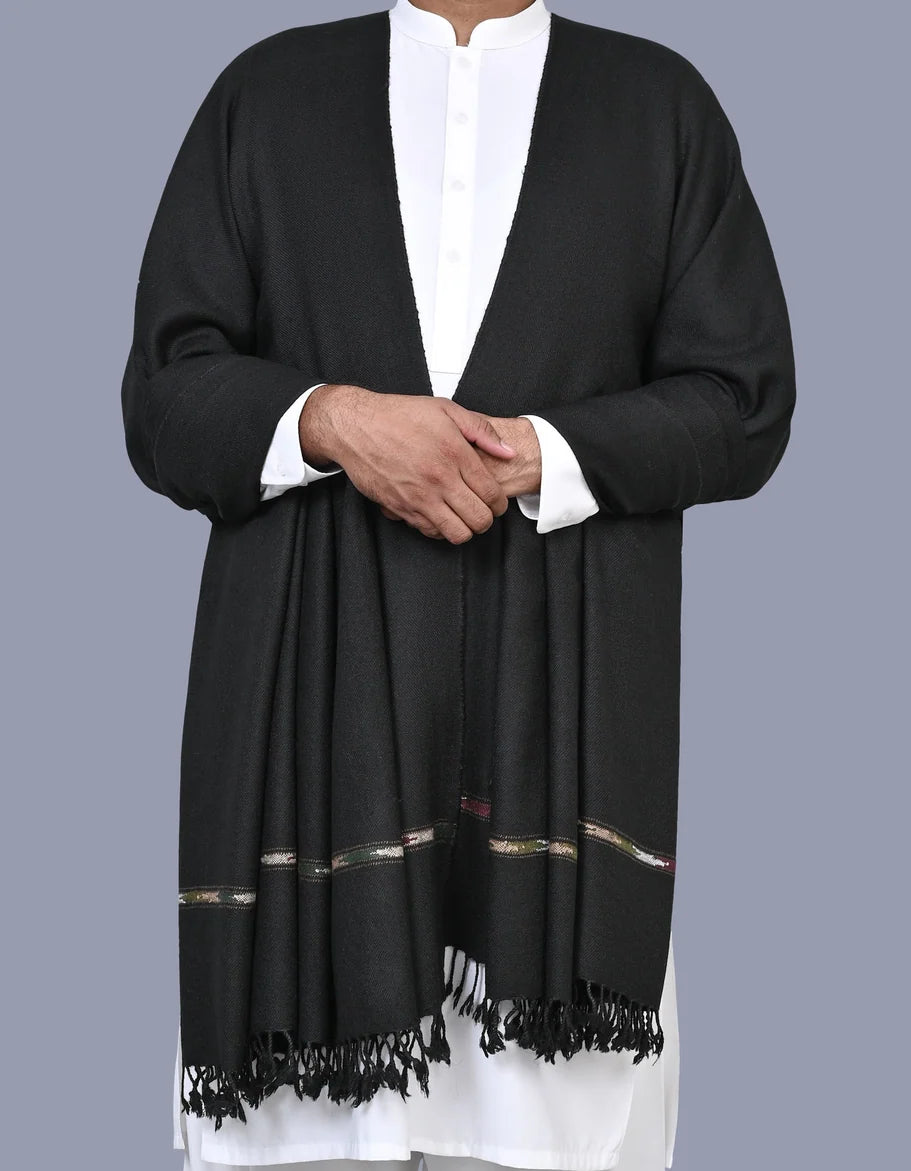 Mix Wool Gents Shawl | Black