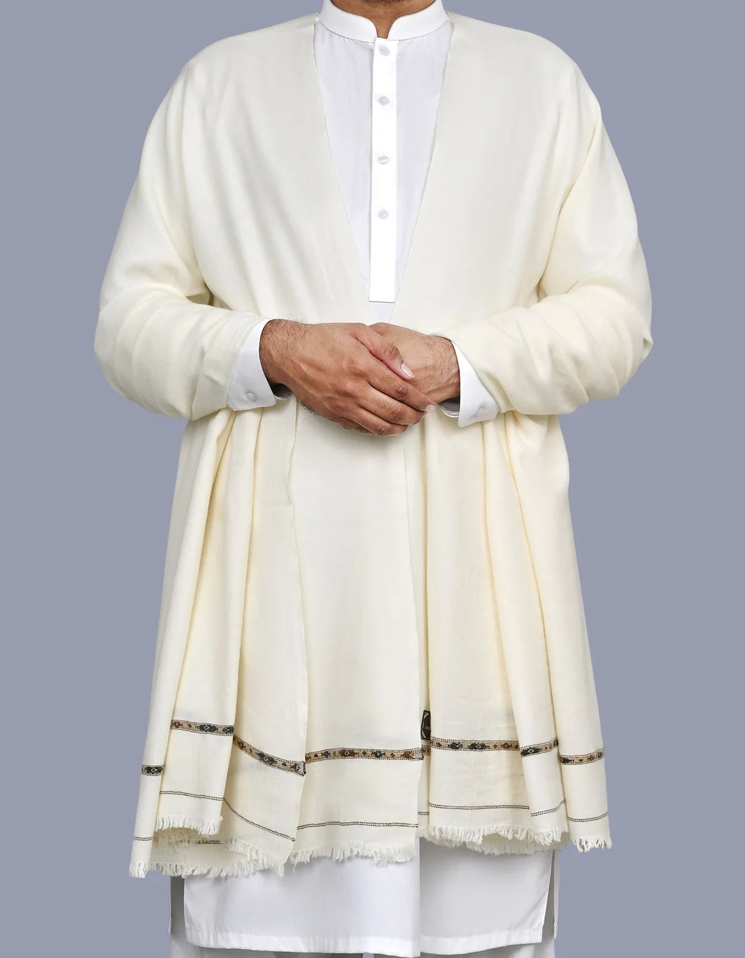 Mix Wool Gents Shawl | Off White